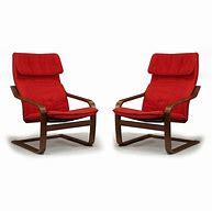 Image 1 of SOLD! A PAIR OF IKEA POÄNG ARMCHAIRS WITH BRIGHT RED COVER