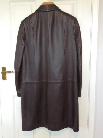 Image 3 of Ladies M&S brown leather knee-length coat, size 12
