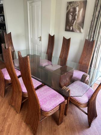 Image 3 of Large Bamboo Dining Table and 8 chairs