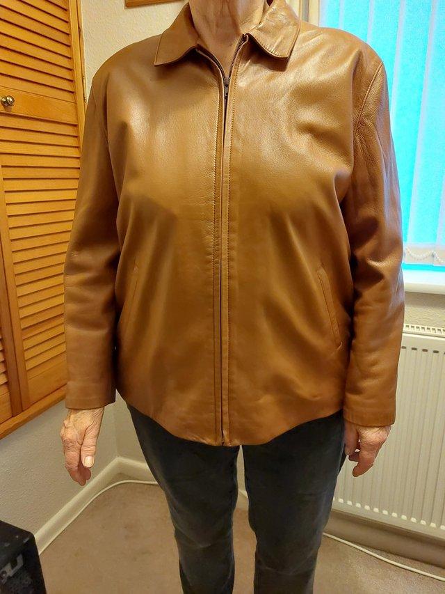 Preview of the first image of Ladies Tan soft Spanish Leather Jacket.