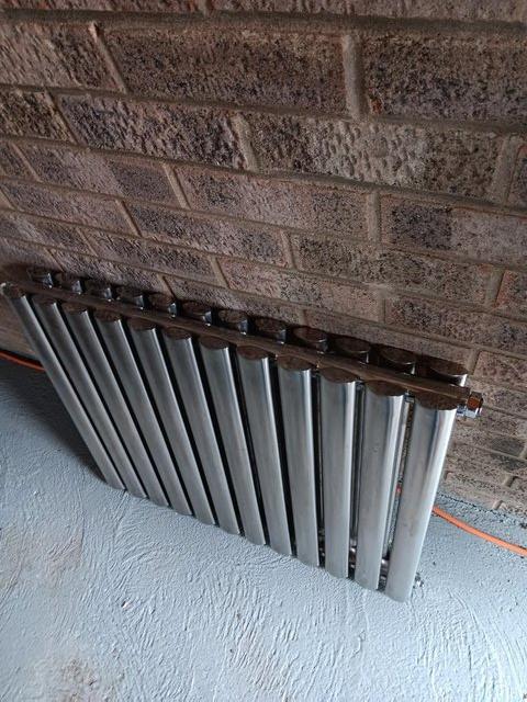 Preview of the first image of Double banked stainless steel bathroom radiator.