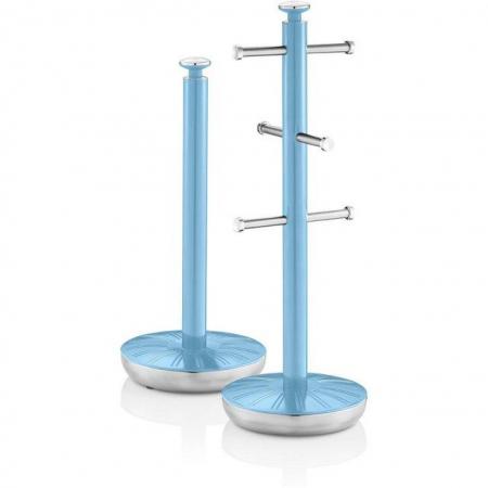 Image 1 of Swan Retro Towel Pole and Mug Set - Blue-new-holds 6 mugs-