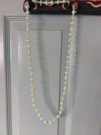 Image 1 of Green/white beaded necklace