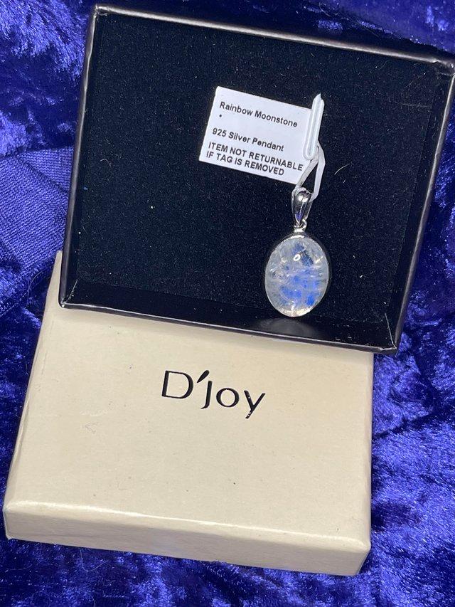 Preview of the first image of D’Joy Rainbow Moonstone 925 Silver Pendant.