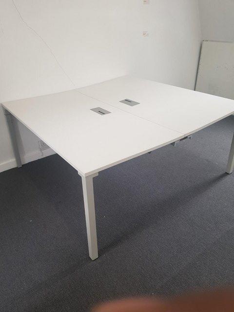 Preview of the first image of White 160cm x 160cm 2-person pod/bench office/business compu.