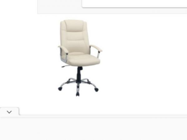 Image 2 of Cream Leather Faced Office Chair