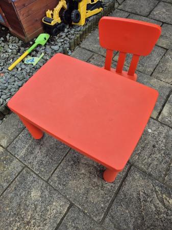 Image 1 of Red table and chair for art, craft, eating at etc