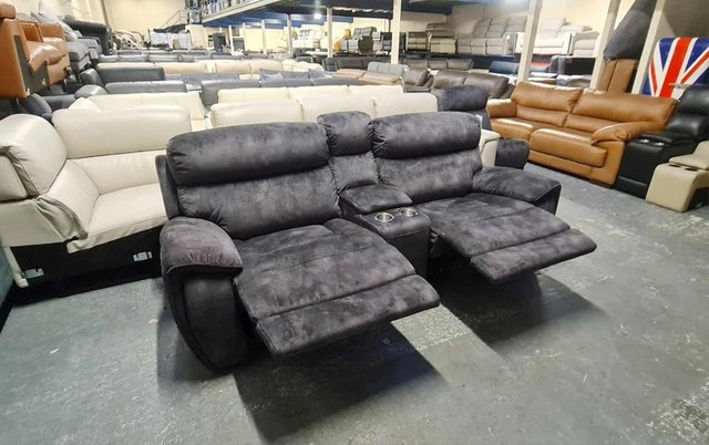 Image 3 of Radley Decent charcoal fabric manual recliner sofa