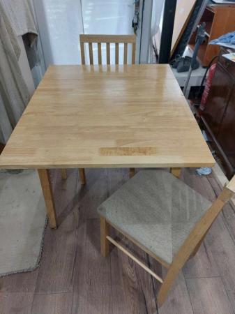 Image 3 of Small drop leaf table with two chairs