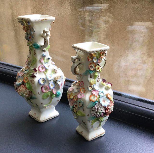 Preview of the first image of RARE antique 1800’s Georgian Coalport, Coalbrookdale vases.