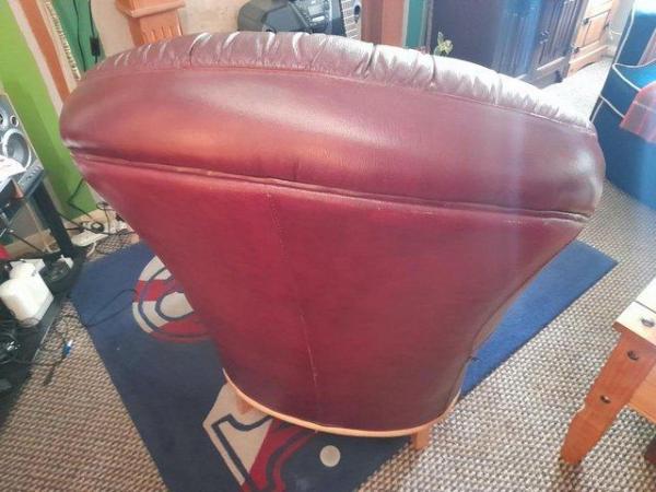 Image 2 of Queen Anne Winged backed Armchair Oxblood Leather