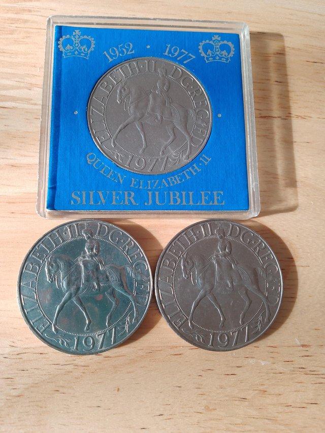 Preview of the first image of 3 Silver Jubilee Coins ,great condition.