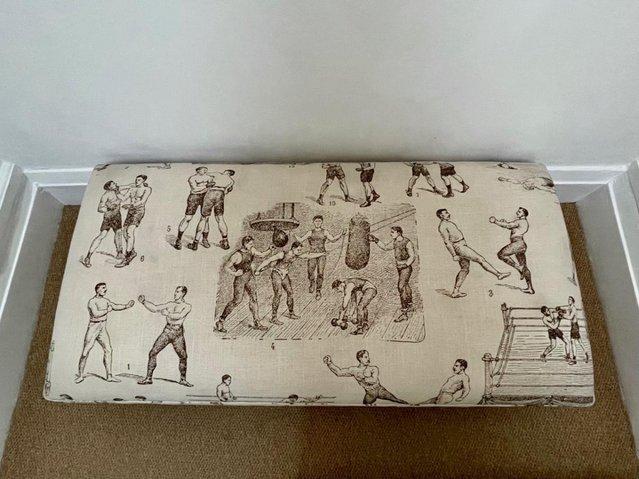 Preview of the first image of Beautiful Sofa Workshop footstool with unique vintage boxing.