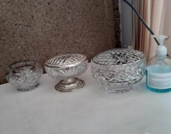 Image 1 of 2 glass rose bowls good condition