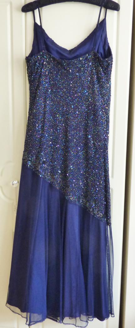 Preview of the first image of FULL LENGTH DESIGNER SAPPHIRE BLUE SEQUINNED EVENING DRESS.
