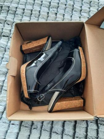 Image 1 of Next Ladies Black patent sling back shoes