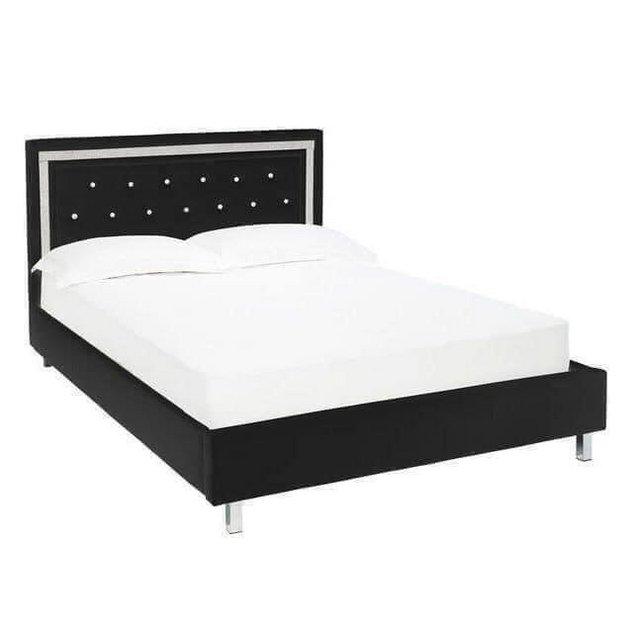 Preview of the first image of King crystalle black faux leather bed frame.
