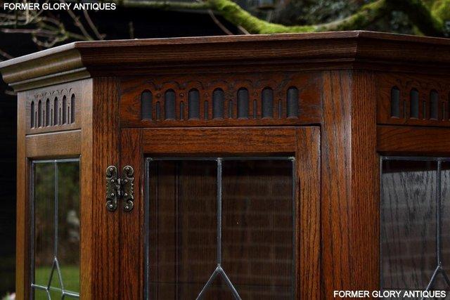 Image 49 of OLD CHARM LIGHT OAK CANTED CHINA DISPLAY CABINET STAND UNIT