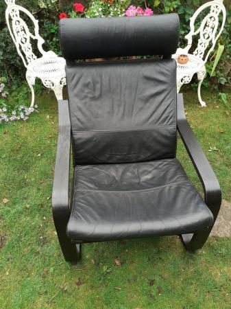 Image 3 of IKEA Poang Chair Black Leather