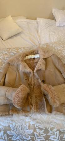 Image 2 of real sheepskin jacket beige size 12
