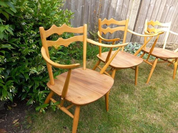 Image 4 of Four Ercol 493 batwing dining chairs