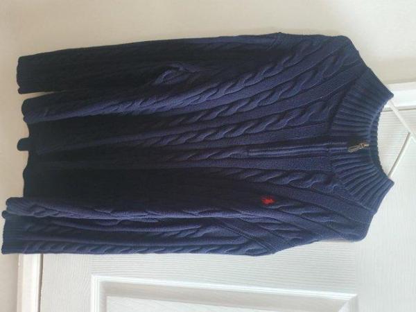 Image 2 of Ralph Lauren Polo Mens Navy Cable Knit Long Sleeve Jumper, S