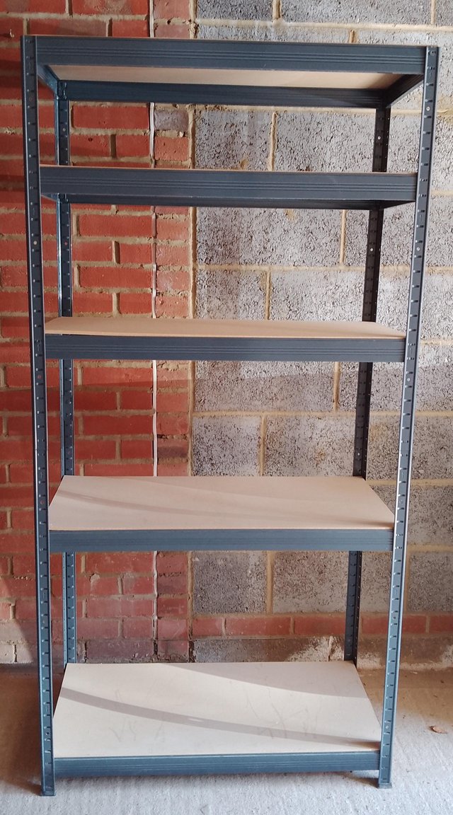 Preview of the first image of Grey Metal 4 Garage Shelf Unit.
