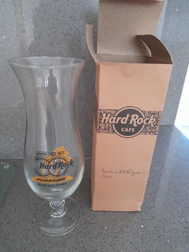 Preview of the first image of 50th anniversary Hard Rock cafe glass.