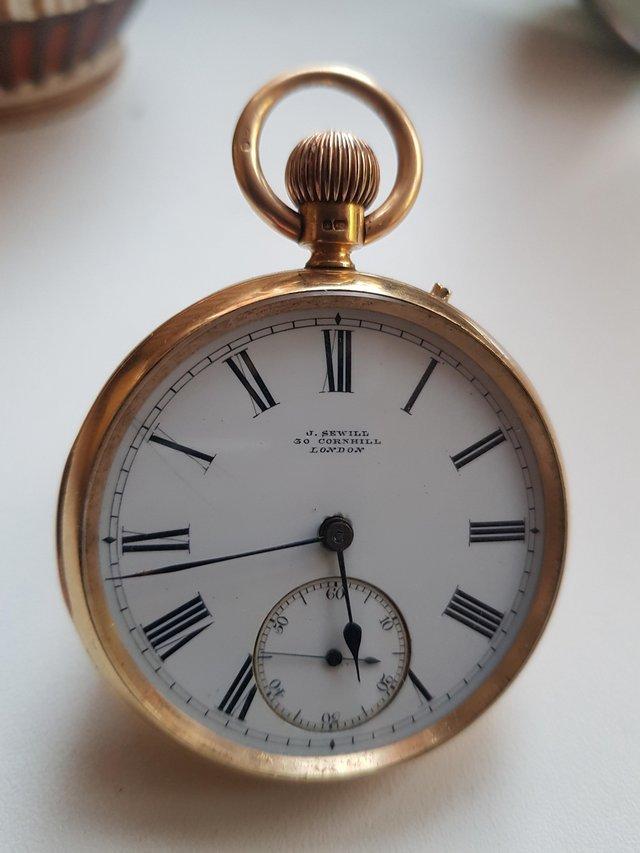 Preview of the first image of 1814 18 ct gold pocket watch j sewill chronometer admiraltyl.
