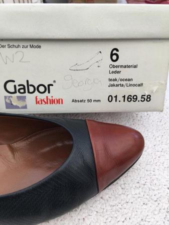 Image 2 of Gabor dark Navy/tan ladies court shoe size 6