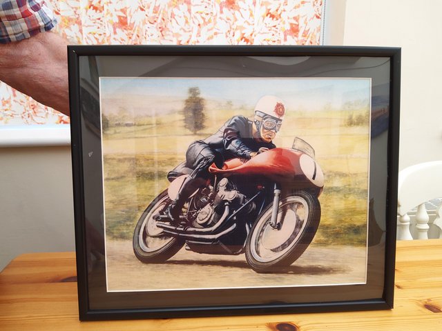 Preview of the first image of 7 framed motorcycle prints by Bob Falconer.