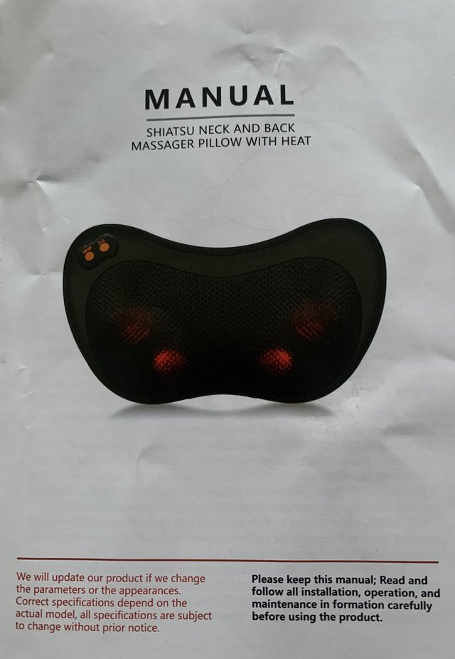 Preview of the first image of SHIATSU NECK AND BACK MASSAGER PILLOW WITH HEAT.