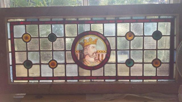 Image 8 of 'The King', Victorian/Edwardian Stained Glass Window Panel