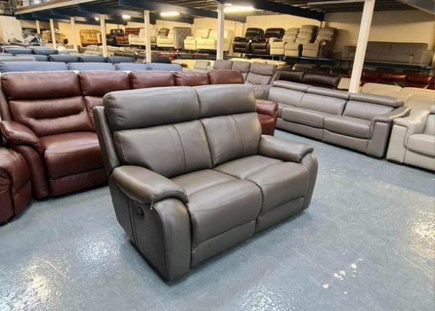 Image 8 of La-z-boy Winchester grey leather manual 2 seater sofa
