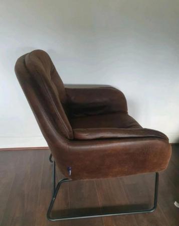 Image 3 of Distressed Faux Leather Chesterfield Armchair