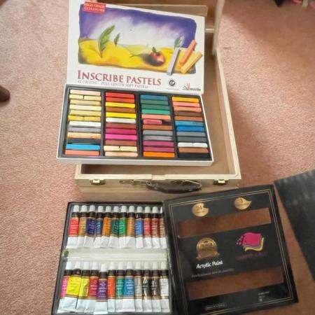 Image 2 of Portable Easel Box & Art Materials  Lightly Used Pastels & A