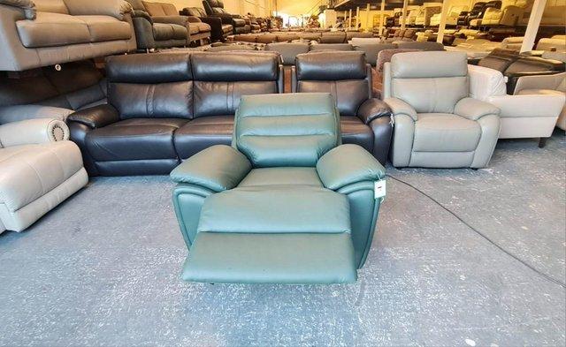 Image 2 of Winslow forest green leather electric recliner armchair