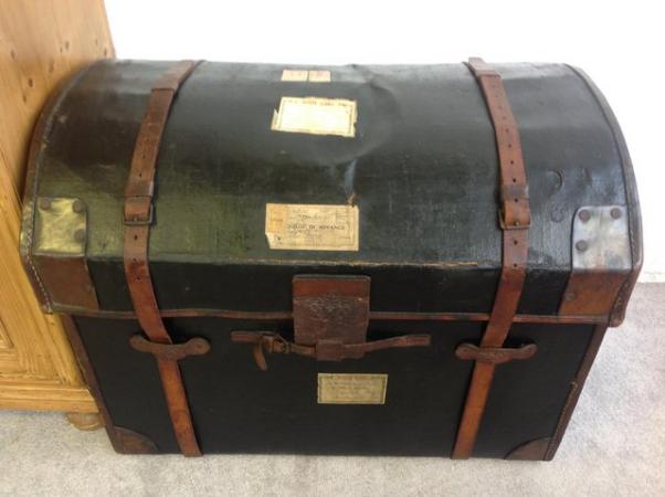 Image 3 of Antique vintage storage travelling steamer trunk chest