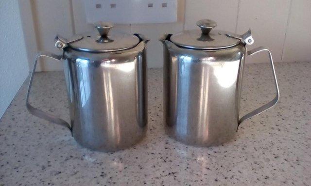 Preview of the first image of Vintage, Stainless Steel COFFEE/WATER JUGS 2 for sale.