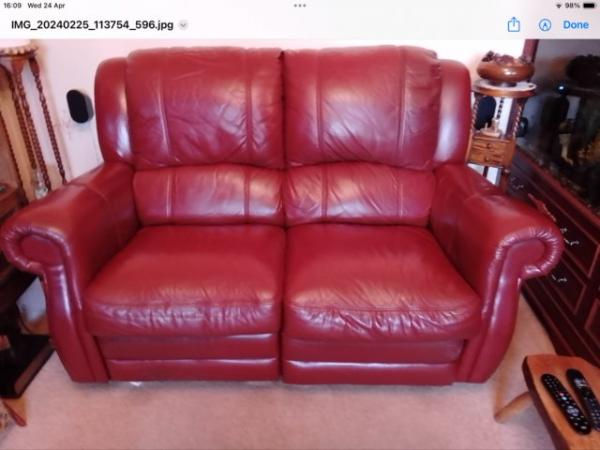 Image 2 of Two seater couch recliner, good condition with single chair