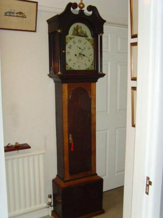 Image 2 of Eight day Oak cased Grandfather clock circa 1850
