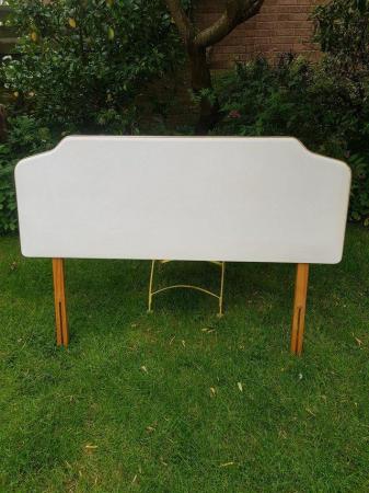 Image 1 of Vintage mid century headboard white gold piping