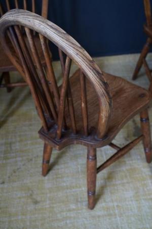 Image 7 of L. Victorian 4 Hoop Back Windsor Farmhouse Elm Dining Chairs