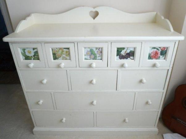 Image 3 of Gorgeous Painted Wood Large Chest of Drawers Country Cottage