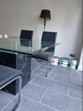 Image 1 of GLASS SQUARE DINING TABLE