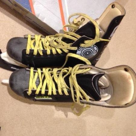 Image 2 of Graf Ice Hockey Boots with blade guards & hockey sticks