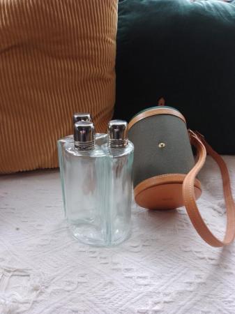 Image 1 of Vintage glass drinking bottles in Leather case