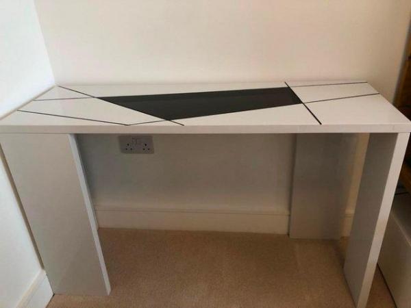 Image 1 of A Side/Console Table -White High Gloss with Black Glass