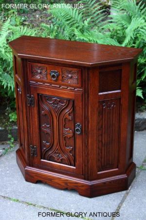 Image 41 of OLD CHARM TUDOR OAK CANTED HALL TABLE CABINET CUPBOARD STAND