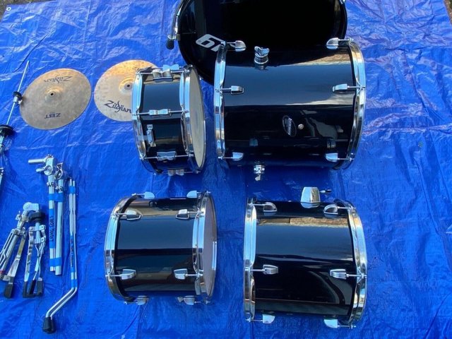Preview of the first image of Ludwig CS Combo Drum Kit  Black Wrap 22" KD 16" FT 14" SD EU.